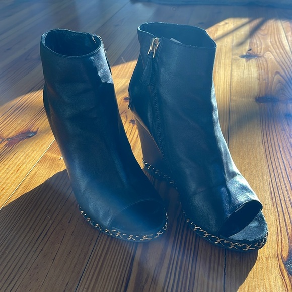 CHANEL Leather Open Toe Wedges / Boots - Picture 2 of 9